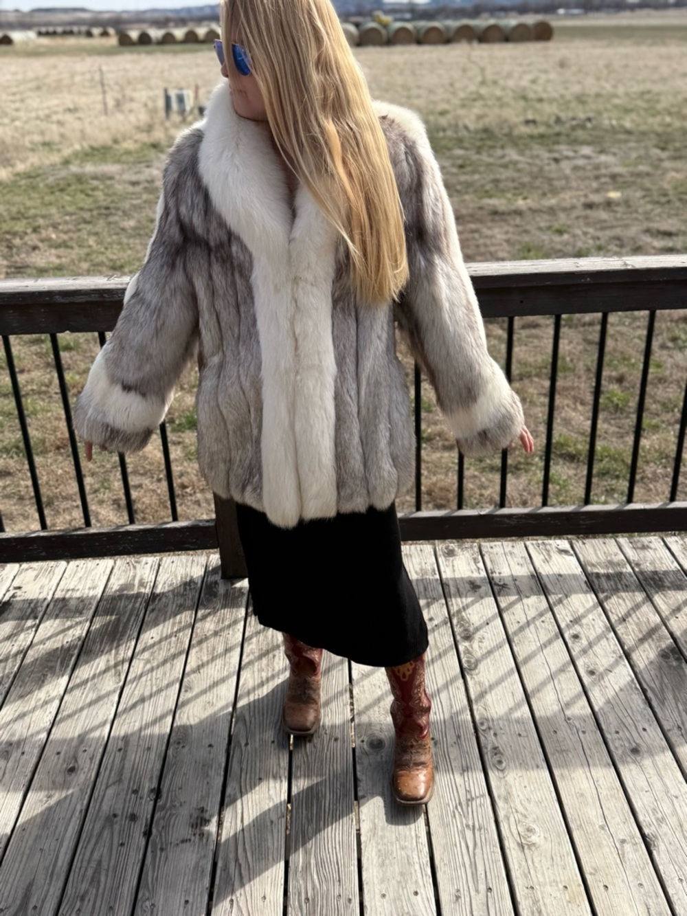 Gorgeous Blue & Shadow Fox Fur Coat Jacket